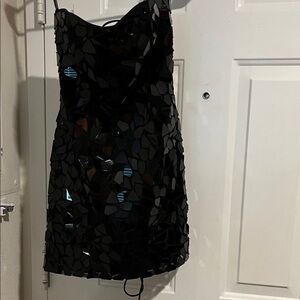 Black Sequin Mosaic Mini Dress - Women